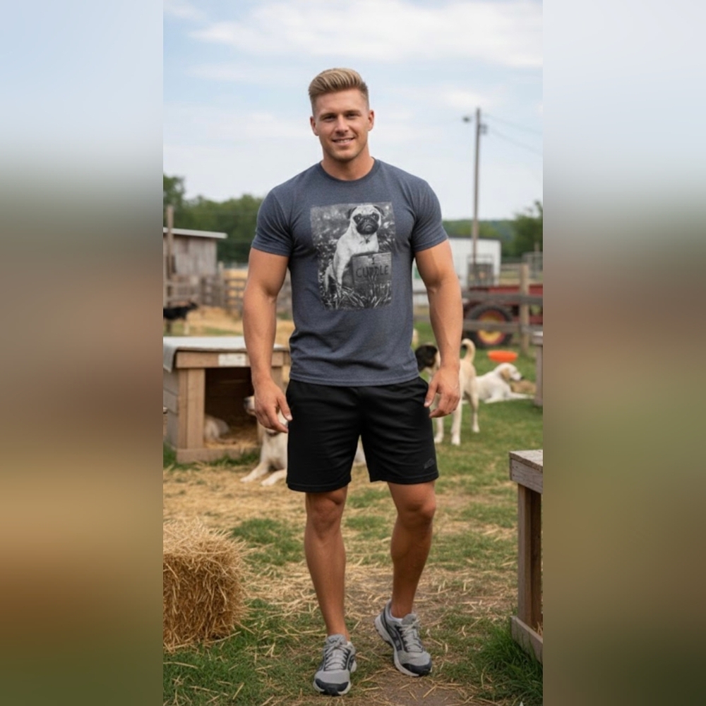 Men Dog Lover ''I Cuddle''gray t-shirt Large